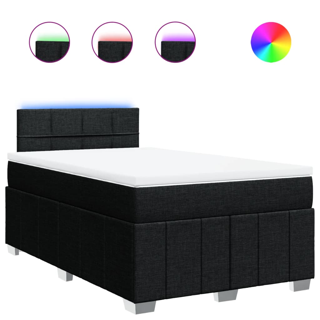 Κρεβάτι Boxspring με Στρώμα Μαύρο 120x190 εκ. Υφασμάτινο - Pakobazaar