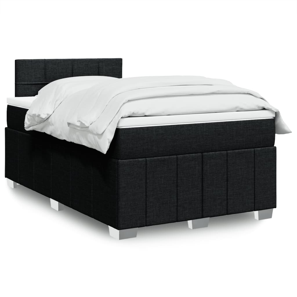 Κρεβάτι Boxspring με Στρώμα Μαύρο 120x190 εκ. Υφασμάτινο - Pakobazaar