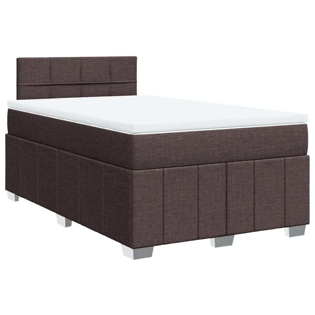 Κρεβάτι Boxspring με Στρώμα Σκούρο Καφέ 120x190 εκ Υφασμάτινο - Pakobazaar