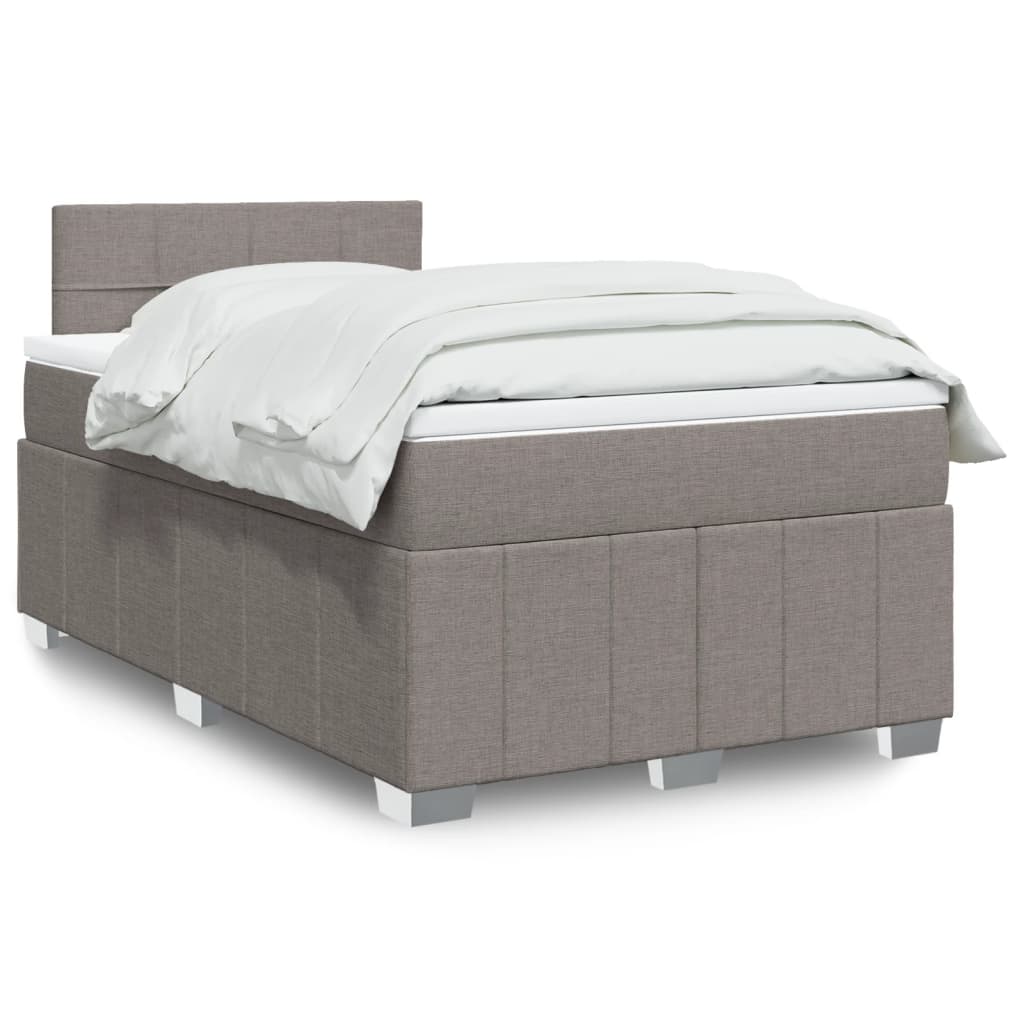 Κρεβάτι Boxspring με Στρώμα Taupe 120x190 εκ. Υφασμάτινο - Pakobazaar