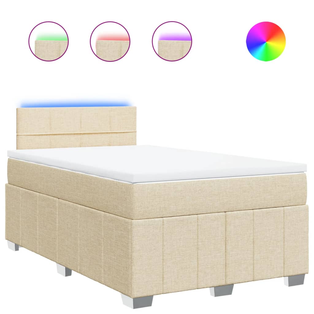 Κρεβάτι Boxspring με Στρώμα Κρεμ 120x190 εκ. Υφασμάτινο