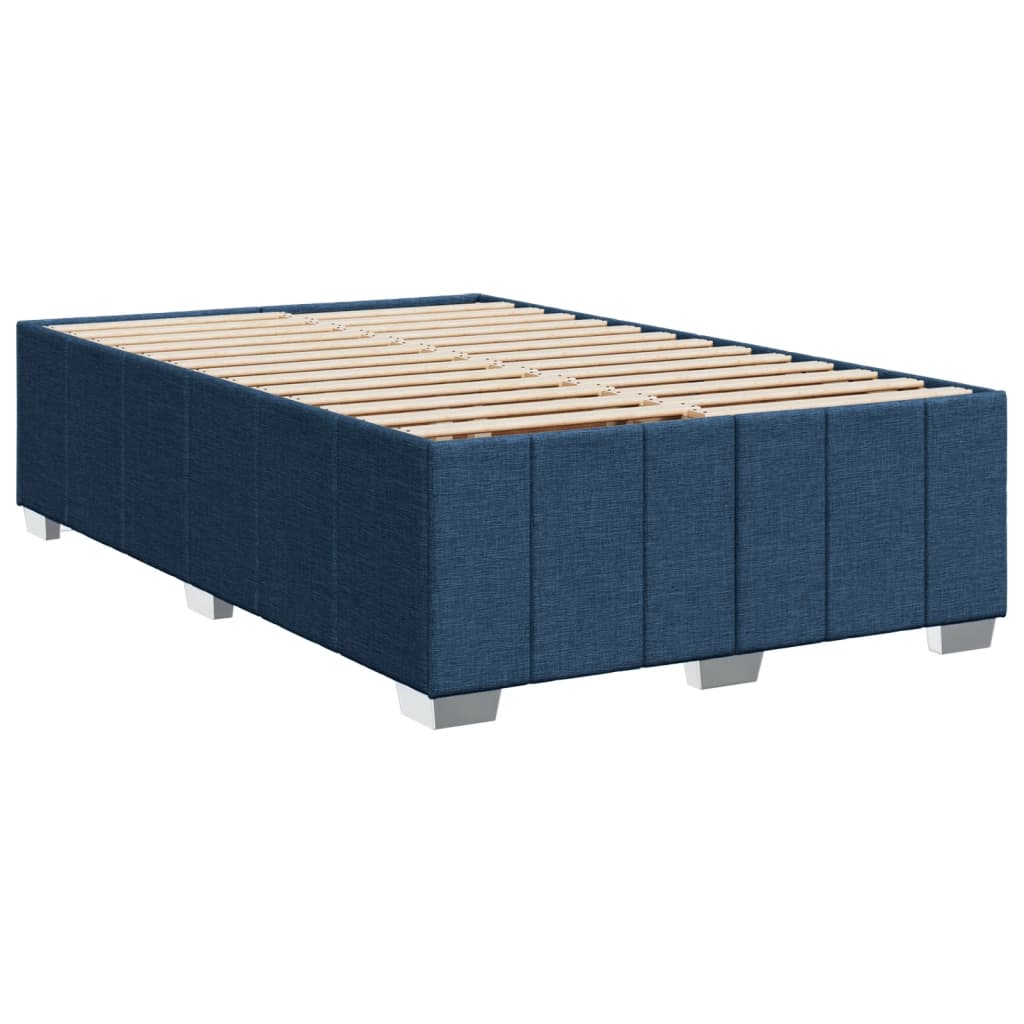 Κρεβάτι Boxspring με Στρώμα Μπλε 120x190 εκ. Υφασμάτινο - Pakobazaar