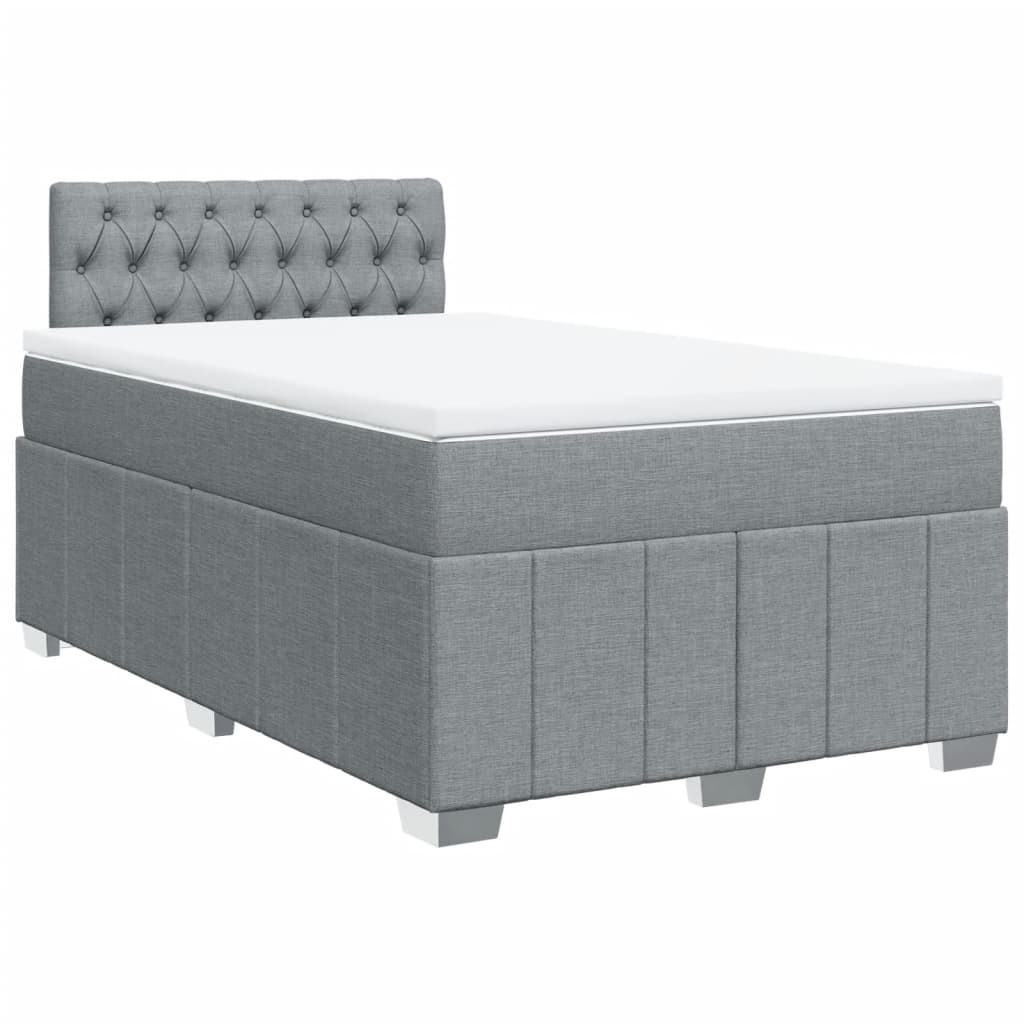 Κρεβάτι Boxspring με Στρώμα Ανοιχτό Γκρι 120x190 εκ. Υφασμάτινο - Pakobazaar