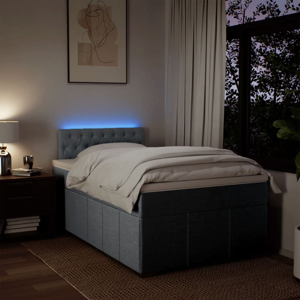 Κρεβάτι Boxspring με Στρώμα Ανοιχτό Γκρι 120x190 εκ. Υφασμάτινο - Pakobazaar