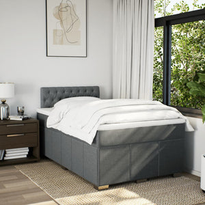 Κρεβάτι Boxspring με Στρώμα Σκούρο Γκρι 120x190 εκ Υφασμάτινο - Pakobazaar