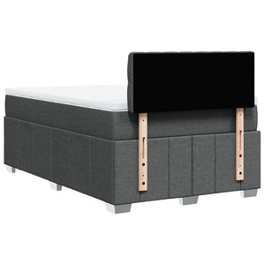 Κρεβάτι Boxspring με Στρώμα Σκούρο Γκρι 120x190 εκ Υφασμάτινο - Pakobazaar