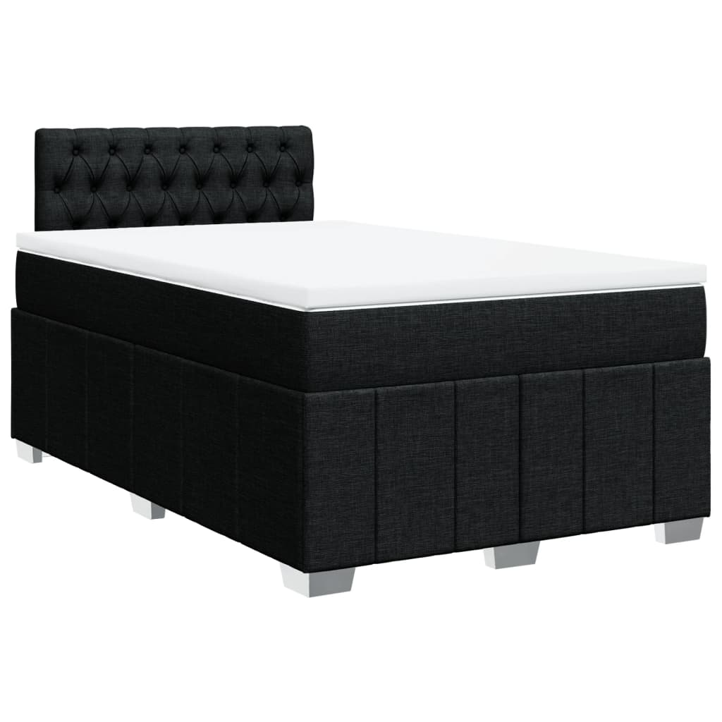 Κρεβάτι Boxspring με Στρώμα Μαύρο 120x190 εκ. Υφασμάτινο - Pakobazaar