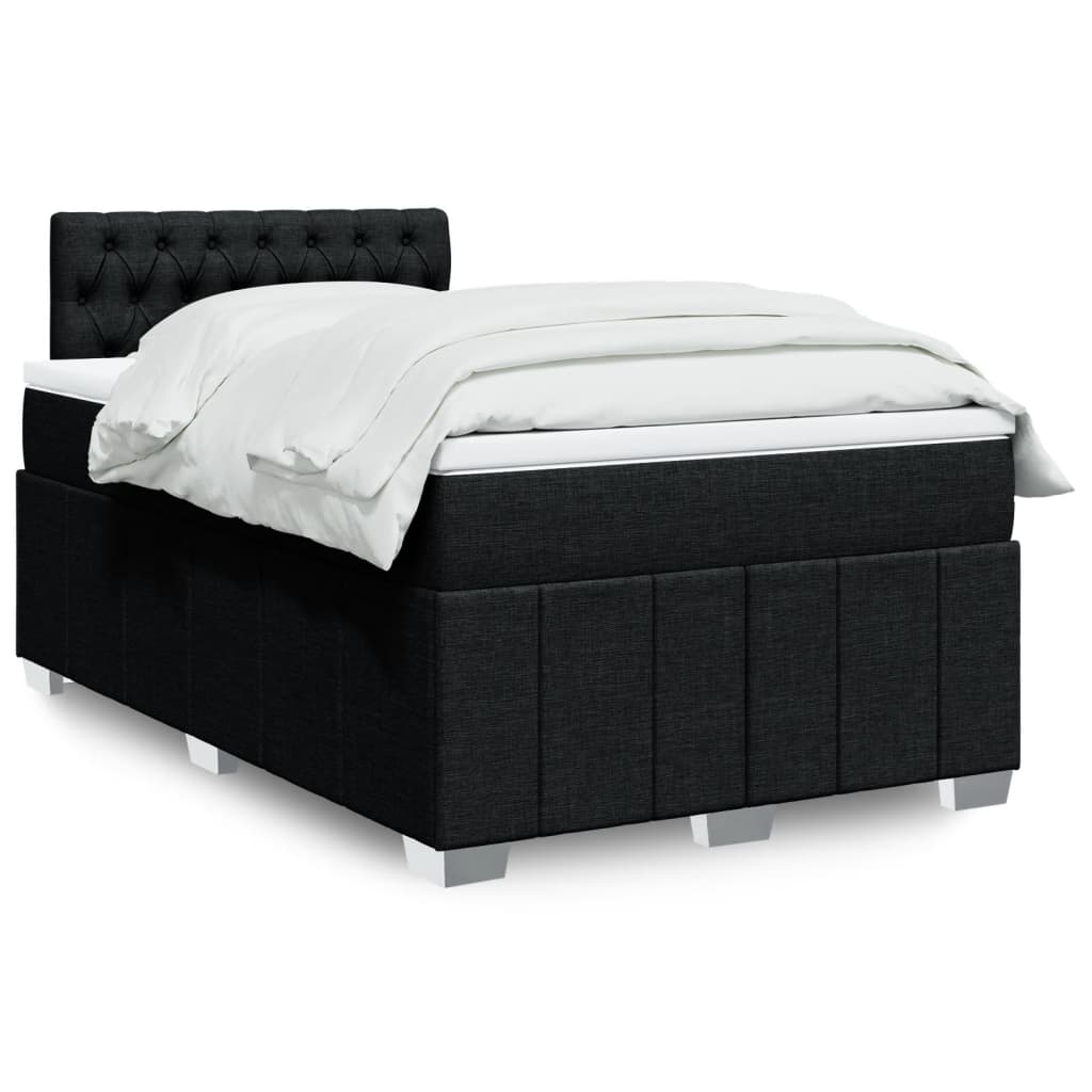 Κρεβάτι Boxspring με Στρώμα Μαύρο 120x190 εκ. Υφασμάτινο - Pakobazaar