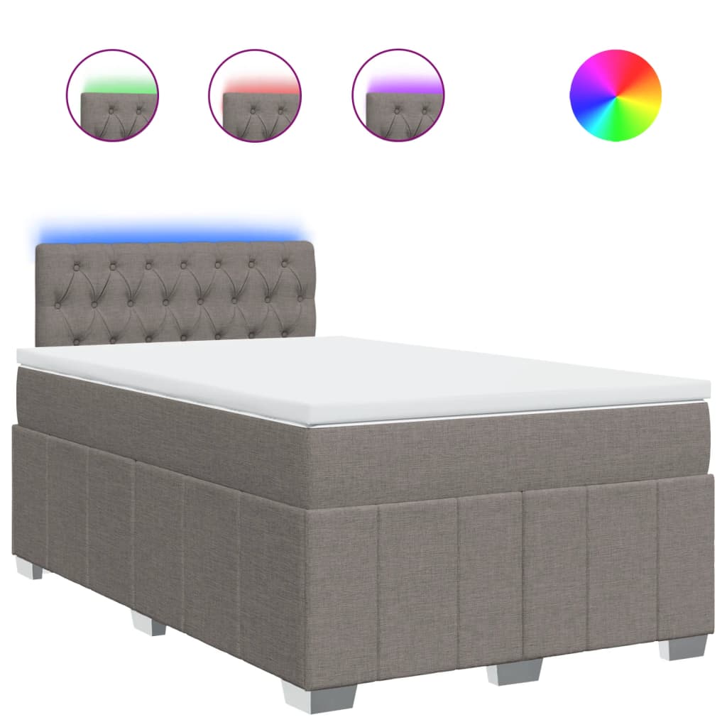Κρεβάτι Boxspring με Στρώμα Taupe 120x190 εκ. Υφασμάτινο - Pakobazaar