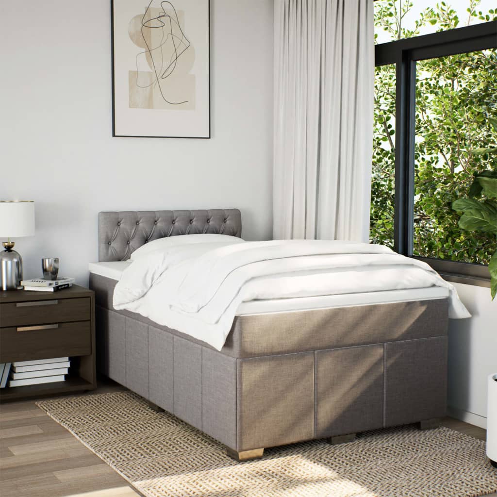 Κρεβάτι Boxspring με Στρώμα Taupe 120x190 εκ. Υφασμάτινο - Pakobazaar
