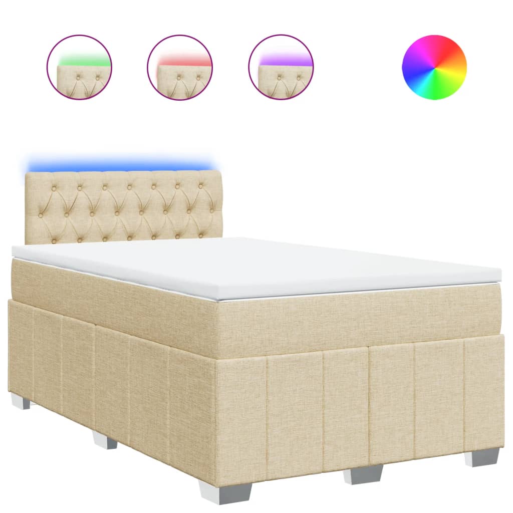 Κρεβάτι Boxspring με Στρώμα Κρεμ 120x190 εκ. Υφασμάτινο