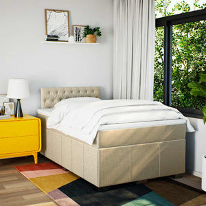 Κρεβάτι Boxspring με Στρώμα Κρεμ 120x190 εκ. Υφασμάτινο - Pakobazaar