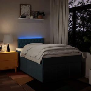 Κρεβάτι Boxspring με Στρώμα Μπλε 120x190 εκ. Υφασμάτινο - Pakobazaar