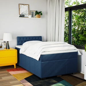 Κρεβάτι Boxspring με Στρώμα Μπλε 120x190 εκ. Υφασμάτινο - Pakobazaar