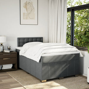 Κρεβάτι Boxspring με Στρώμα Σκούρο Γκρι 120x190 εκ Υφασμάτινο - Pakobazaar