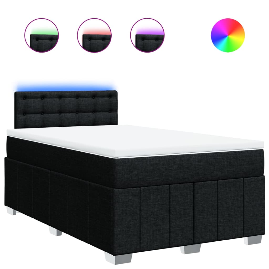 Κρεβάτι Boxspring με Στρώμα Μαύρο 120x190 εκ. Υφασμάτινο - Pakobazaar
