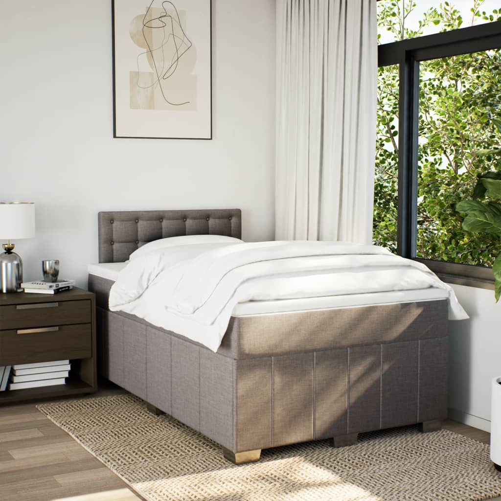 Κρεβάτι Boxspring με Στρώμα Taupe 120x190 εκ. Υφασμάτινο - Pakobazaar