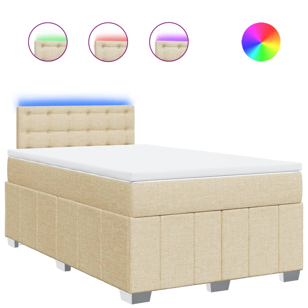 Κρεβάτι Boxspring με Στρώμα Κρεμ 120x190 εκ. Υφασμάτινο - Pakobazaar