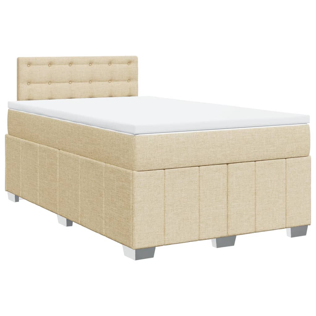 Κρεβάτι Boxspring με Στρώμα Κρεμ 120x190 εκ. Υφασμάτινο - Pakobazaar