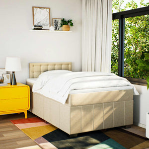 Κρεβάτι Boxspring με Στρώμα Κρεμ 120x190 εκ. Υφασμάτινο - Pakobazaar