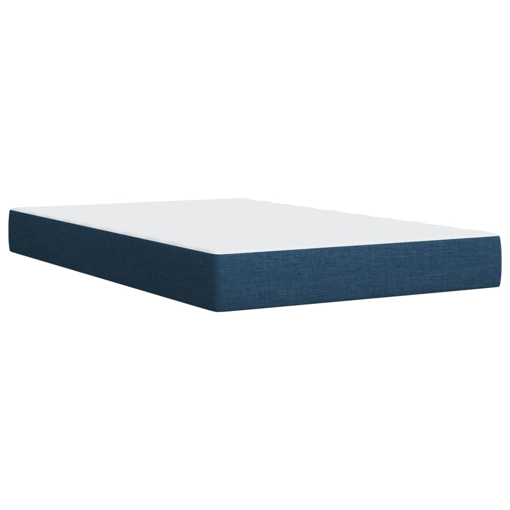 Κρεβάτι Boxspring με Στρώμα Μπλε 120x190 εκ. Υφασμάτινο - Pakobazaar