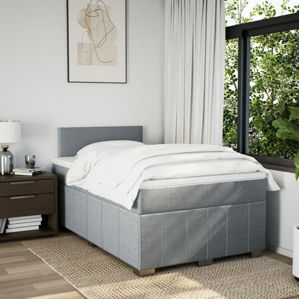 Κρεβάτι Boxspring με Στρώμα Ανοιχτό Γκρι 120x200 εκ. Υφασμάτινο - Pakobazaar
