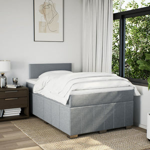 Κρεβάτι Boxspring με Στρώμα Ανοιχτό Γκρι 120x200 εκ. Υφασμάτινο - Pakobazaar