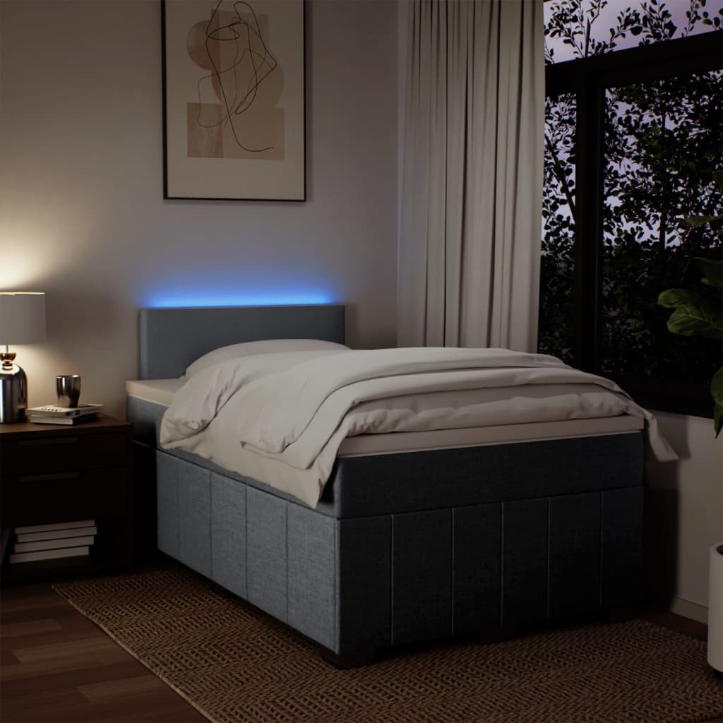 Κρεβάτι Boxspring με Στρώμα Ανοιχτό Γκρι 120x200 εκ. Υφασμάτινο - Pakobazaar