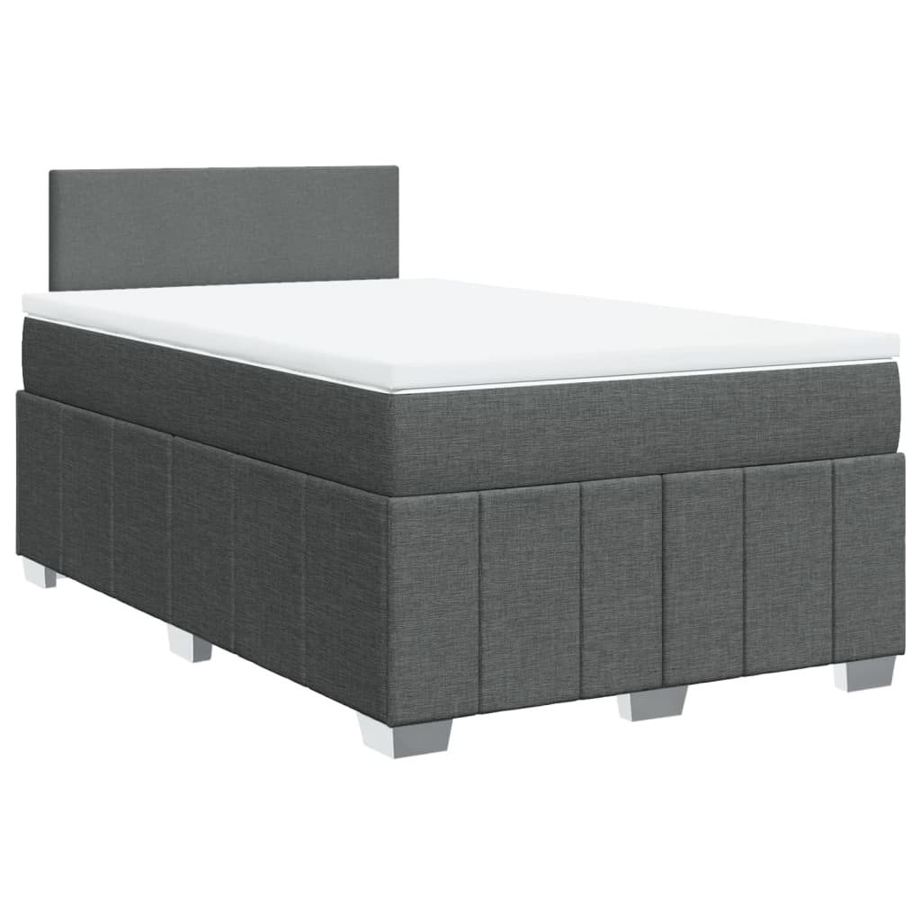 Κρεβάτι Boxspring με Στρώμα Σκούρο Γκρι 120x200 εκ. Υφασμάτινο - Pakobazaar