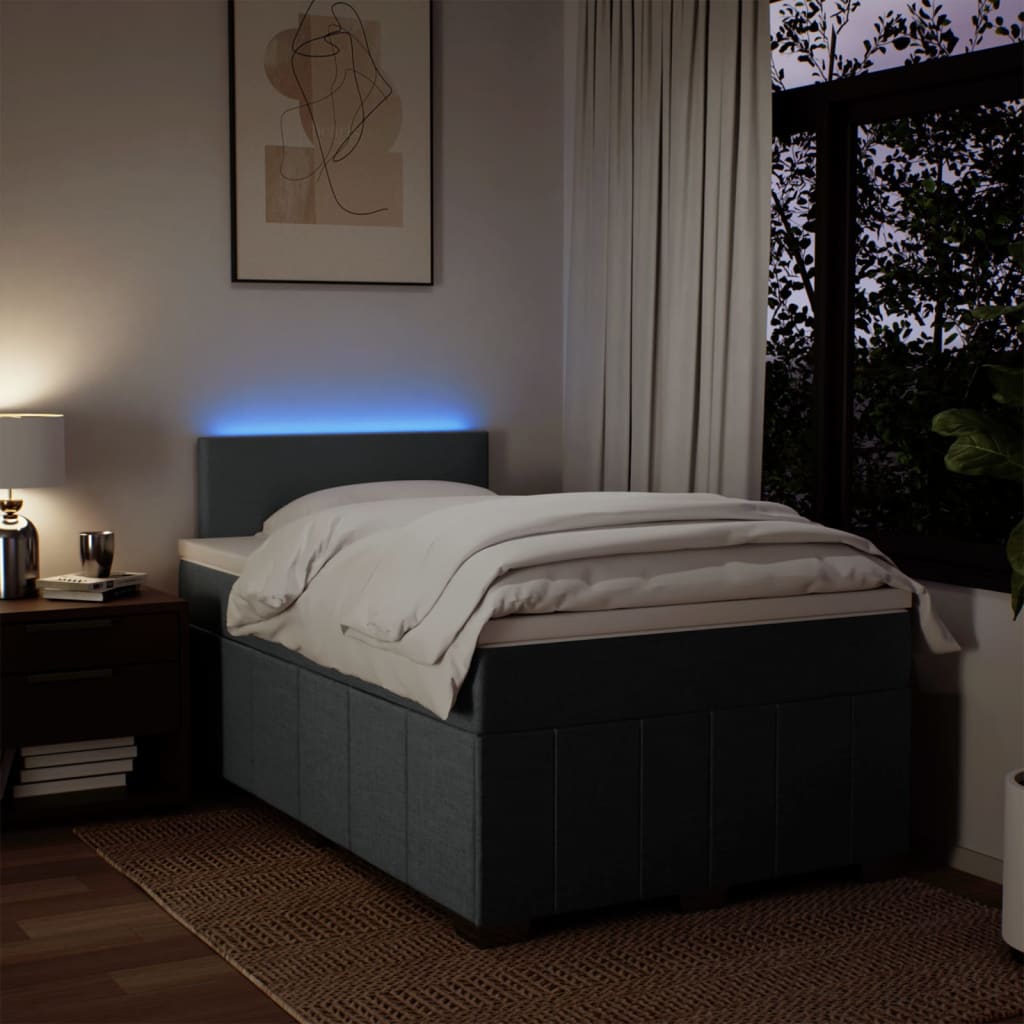 Κρεβάτι Boxspring με Στρώμα Σκούρο Γκρι 120x200 εκ. Υφασμάτινο - Pakobazaar