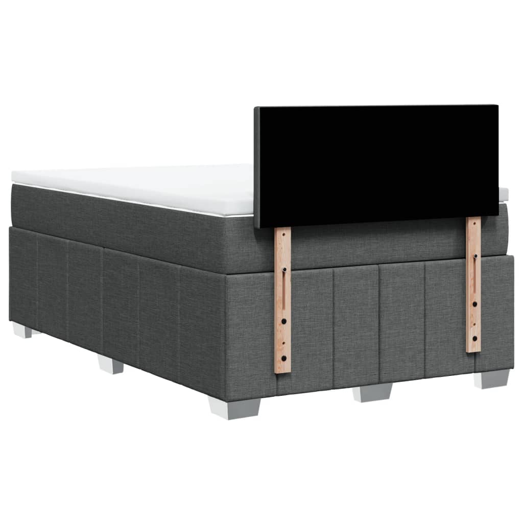 Κρεβάτι Boxspring με Στρώμα Σκούρο Γκρι 120x200 εκ. Υφασμάτινο - Pakobazaar