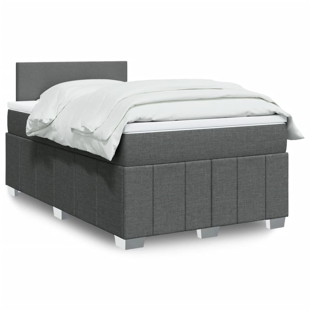 Κρεβάτι Boxspring με Στρώμα Σκούρο Γκρι 120x200 εκ. Υφασμάτινο - Pakobazaar