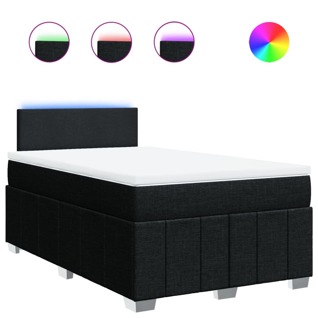 Κρεβάτι Boxspring με Στρώμα Μαύρο 120x200 εκ. Υφασμάτινο - Pakobazaar