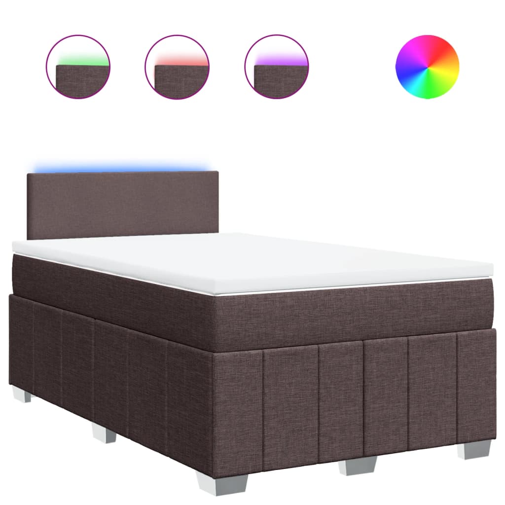 Κρεβάτι Boxspring με Στρώμα Σκούρο Καφέ 120x200 εκ. Υφασμάτινο - Pakobazaar