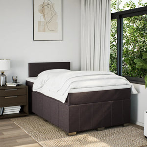 Κρεβάτι Boxspring με Στρώμα Σκούρο Καφέ 120x200 εκ. Υφασμάτινο - Pakobazaar