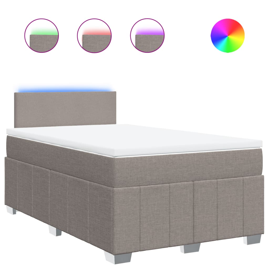 Κρεβάτι Boxspring με Στρώμα Taupe 120x200 εκ. Υφασμάτινο - Pakobazaar