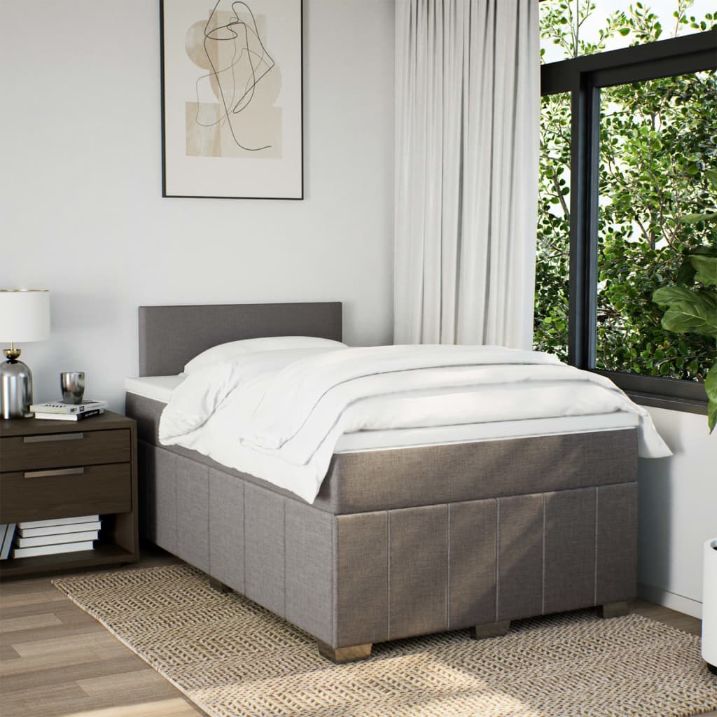 Κρεβάτι Boxspring με Στρώμα Taupe 120x200 εκ. Υφασμάτινο - Pakobazaar