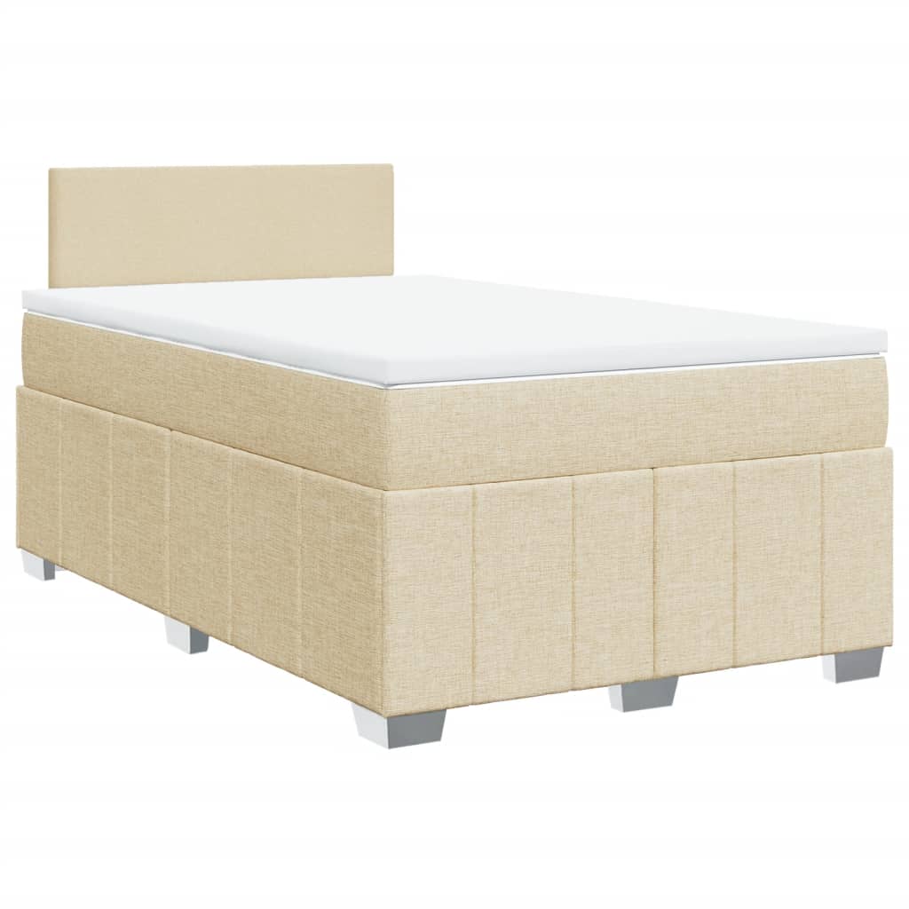 Κρεβάτι Boxspring με Στρώμα Κρεμ 120x200 εκ. Υφασμάτινο - Pakobazaar