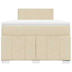 Κρεβάτι Boxspring με Στρώμα Κρεμ 120x200 εκ. Υφασμάτινο - Pakobazaar