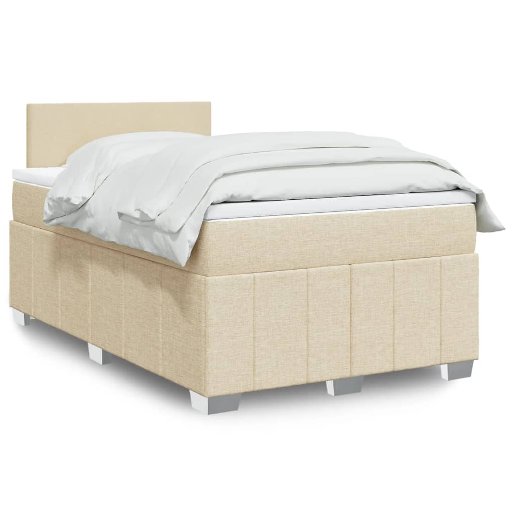 Κρεβάτι Boxspring με Στρώμα Κρεμ 120x200 εκ. Υφασμάτινο - Pakobazaar