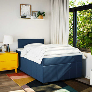 Κρεβάτι Boxspring με Στρώμα Μπλε 120x200 εκ. Υφασμάτινο - Pakobazaar