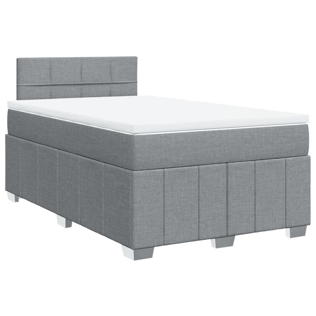 Κρεβάτι Boxspring με Στρώμα Ανοιχτό Γκρι 120x200 εκ. Υφασμάτινο - Pakobazaar