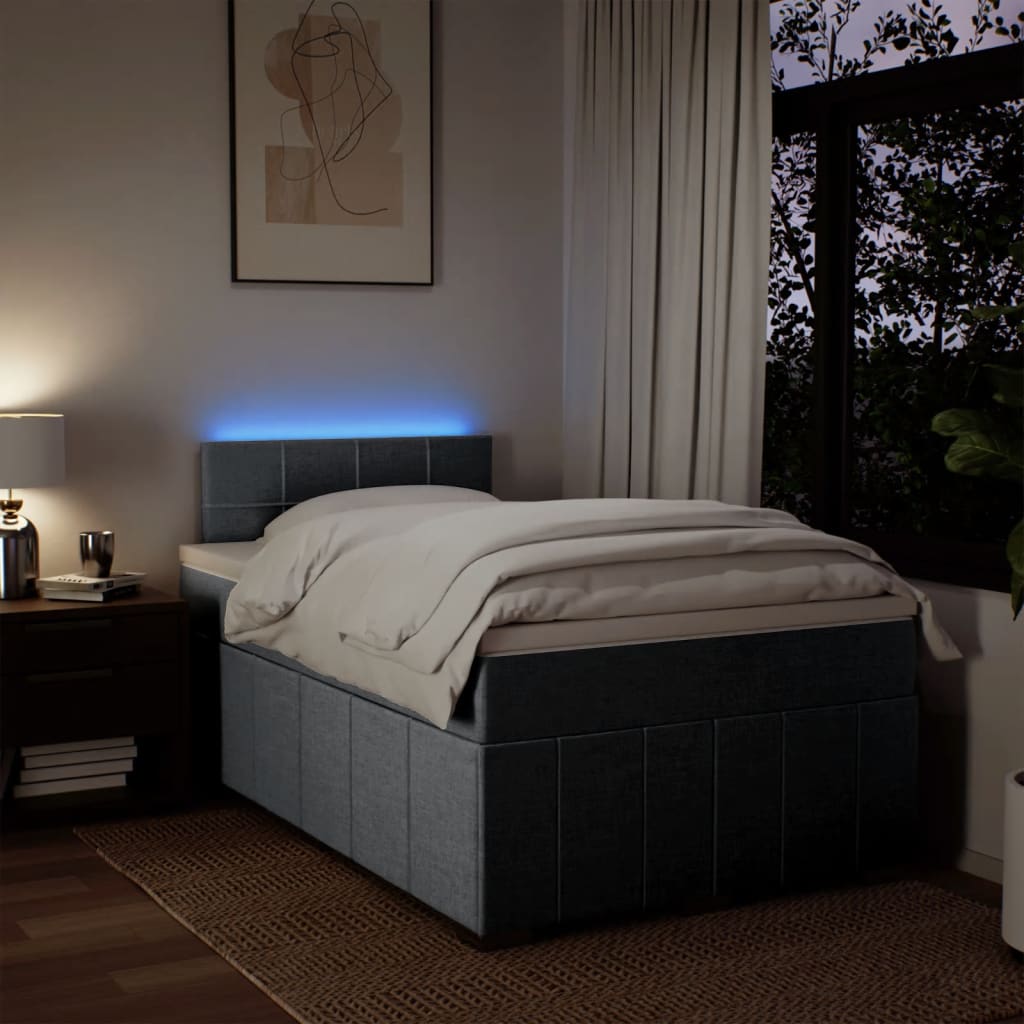 Κρεβάτι Boxspring με Στρώμα Ανοιχτό Γκρι 120x200 εκ. Υφασμάτινο - Pakobazaar