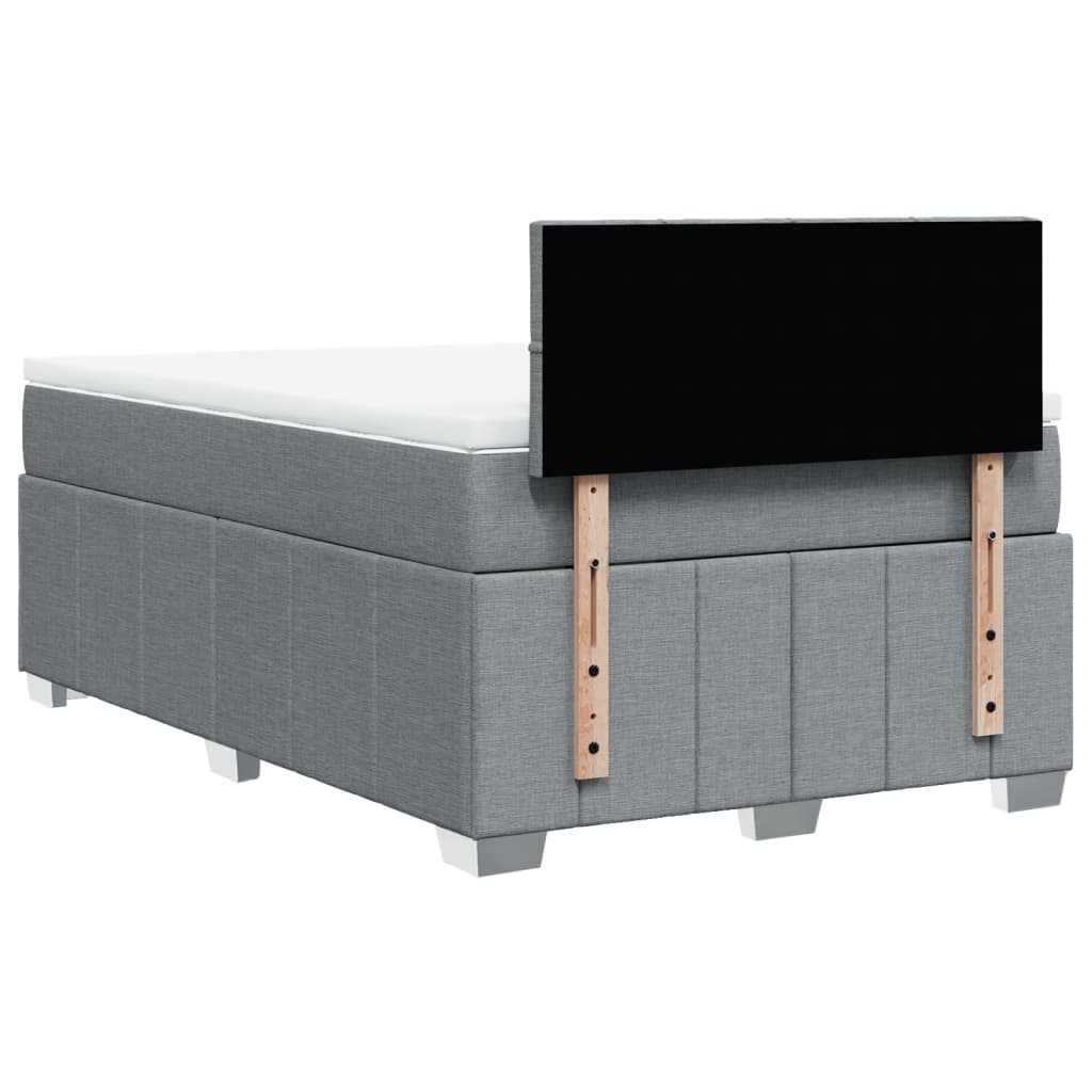 Κρεβάτι Boxspring με Στρώμα Ανοιχτό Γκρι 120x200 εκ. Υφασμάτινο - Pakobazaar