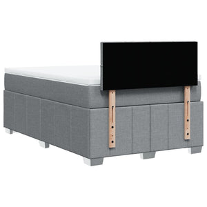 Κρεβάτι Boxspring με Στρώμα Ανοιχτό Γκρι 120x200 εκ. Υφασμάτινο - Pakobazaar