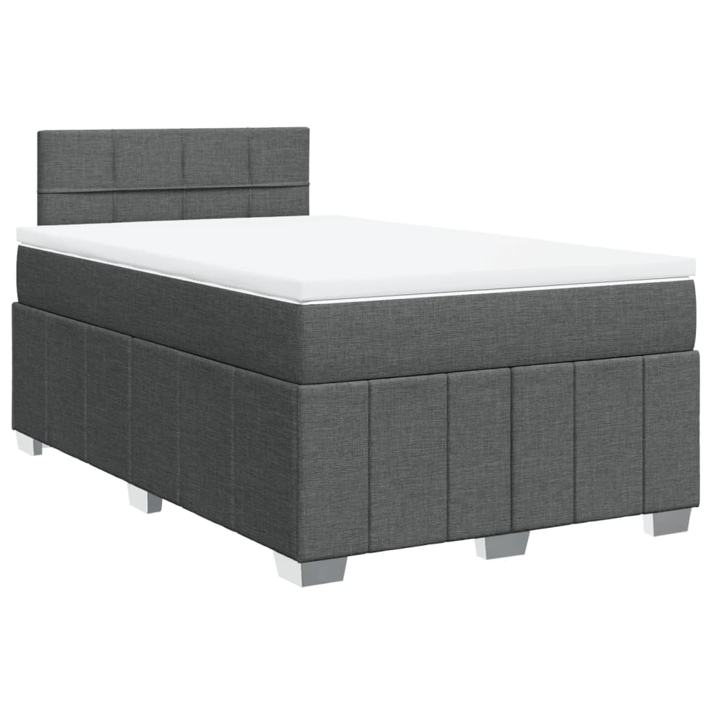 Κρεβάτι Boxspring με Στρώμα Σκούρο Γκρι 120x200 εκ. Υφασμάτινο - Pakobazaar