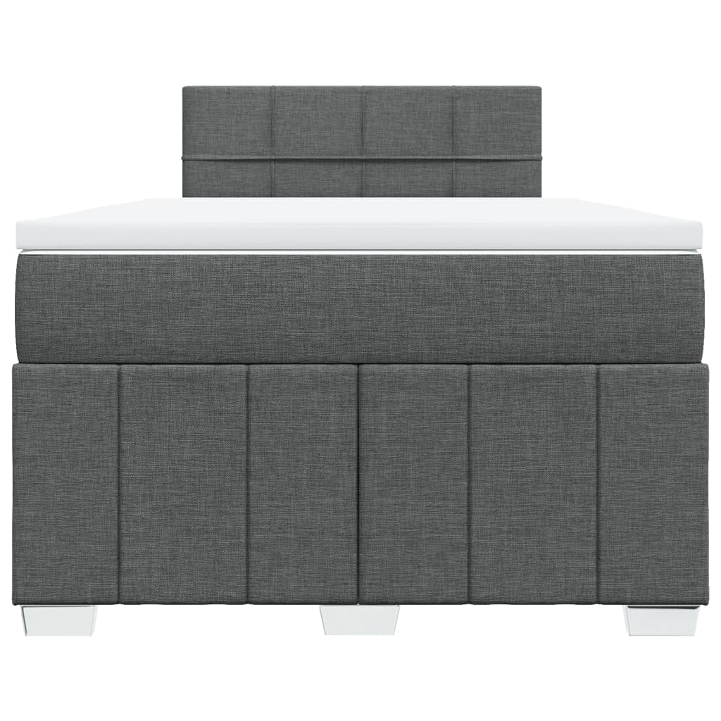 Κρεβάτι Boxspring με Στρώμα Σκούρο Γκρι 120x200 εκ. Υφασμάτινο - Pakobazaar