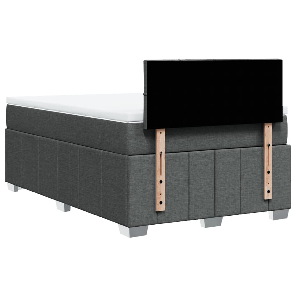 Κρεβάτι Boxspring με Στρώμα Σκούρο Γκρι 120x200 εκ. Υφασμάτινο - Pakobazaar