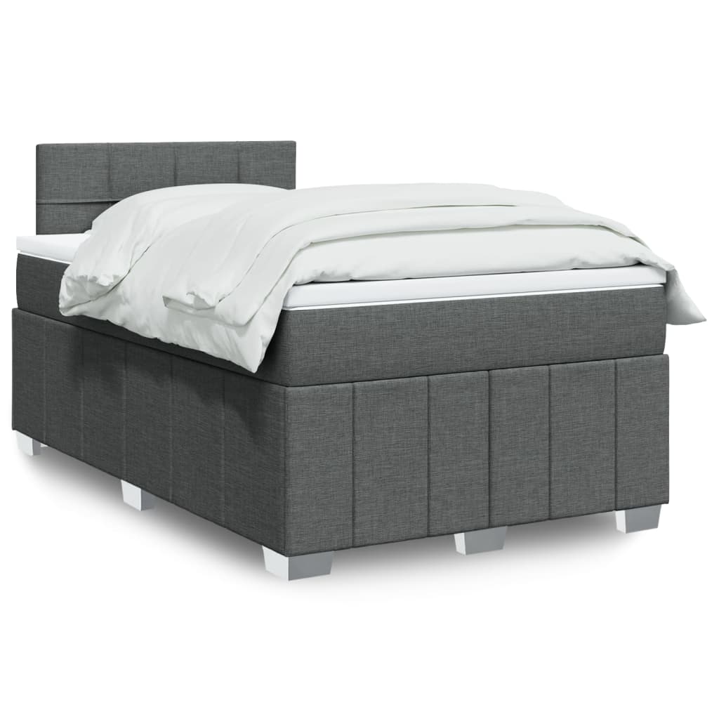 Κρεβάτι Boxspring με Στρώμα Σκούρο Γκρι 120x200 εκ. Υφασμάτινο - Pakobazaar