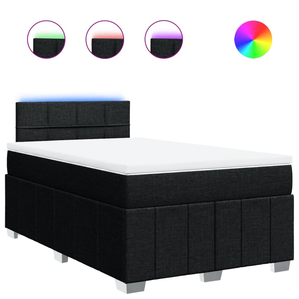 Κρεβάτι Boxspring με Στρώμα Μαύρο 120x200 εκ. Υφασμάτινο - Pakobazaar